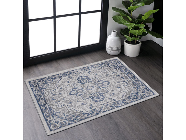 Collection 2X3 Blue/Grey/Oriental Non-Shedding Living Room Bedroom Dining Home Office Stylish and Stain Resistant Area Rug