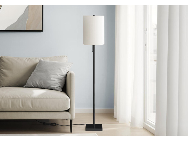 Lighting, 62'H, Black Metal, Ivory / Cream Shade, Contemporary