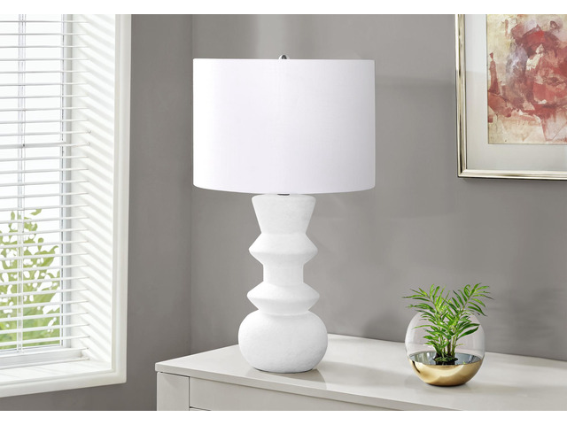 Lighting, 26'H, Cream Ceramic, Ivory / Cream Shade, Contemporary