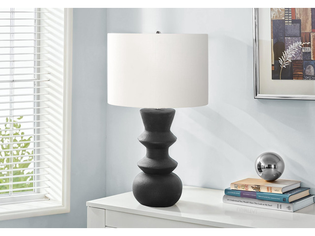 Lighting, 26'H, Black Ceramic, Ivory / Cream Shade, Contemporary