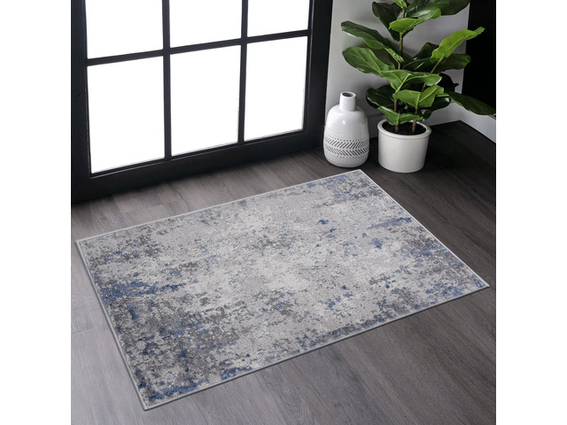 Collection 2X3 Silver/Blue/Abstract Non-Shedding Living Room Bedroom Dining Home Office Stylish and Stain Resistant Area Rug