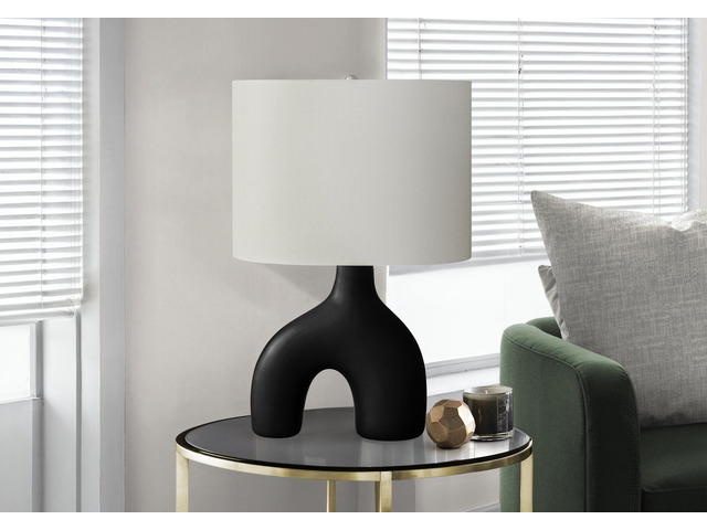 Lighting, 25'H, Table Lamp, Black Ceramic, Ivory / Cream Shade, Contemporary, Modern