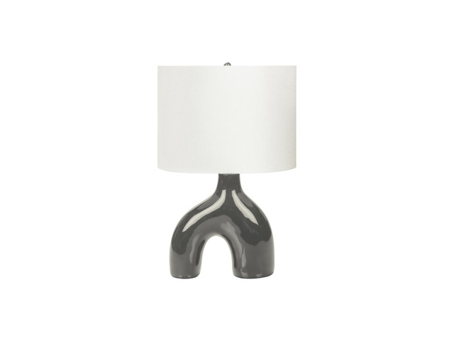 Lighting, 25'H, Table Lamp, Dark Grey Ceramic, Ivory / Cream Shade, Contemporary, Modern