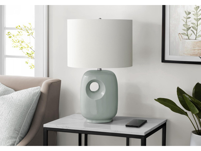 Lighting, 26'H, Table Lamp, Green Ceramic, Ivory / Cream Shade, Contemporary, Modern