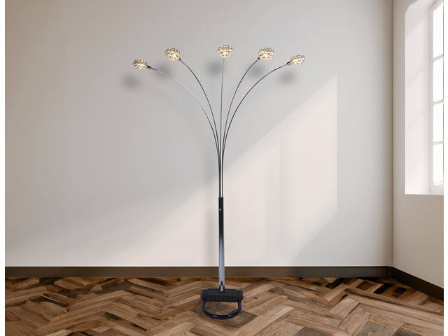 1Pc Modern Design Classic Luxury Sleek Multi-Head Floor Lamp Half Moon Radiant Crystal-Encrusted Sleek Metallic Stems Living Room
