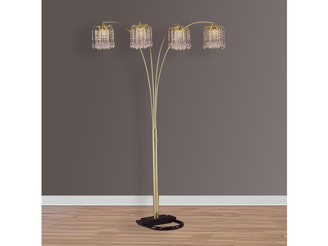 1Pc Modern Design Classic Luxury Sleek Multi-Head Floor Arc Lamp Half Moon Radiant Crystal-Encrusted Sleek Metallic Stems Living Room Gold Arc Lamp