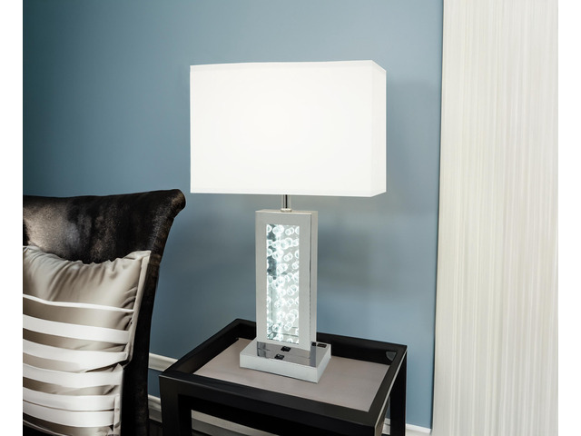 Modern Unique Glass Bubble Column Clean Rectangular Shade 1Pc Lamp Ambient Glow Chrome Led Accent White