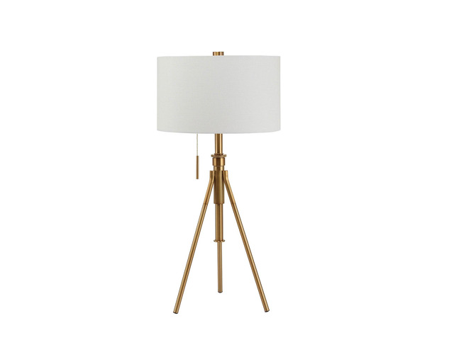Vintage Look 1Pc Floor Lamp Stained Gold Tripod Legs Unique Lamp Pull Switch 32'H