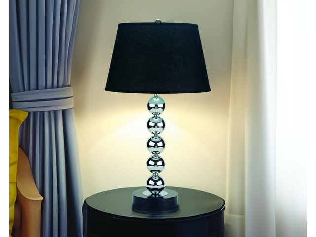 2Pc Modern Sleek Table Lamp Reflective Spheres Catch The Eye Black Silver