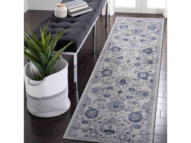 Collection 2X8 Blue/Silver/Oriental Non-Shedding Living Room Bedroom Dining Home Office Stylish and Stain Resistant Area Rug