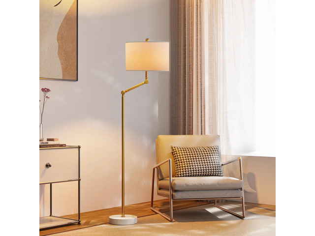 64'' Standing Floor Lamp with Rotatable Lampposts, 3 Way Dimmable Modern Floor Lamp with White Fabric Shade, Tall Standing Light Source with Zipper...