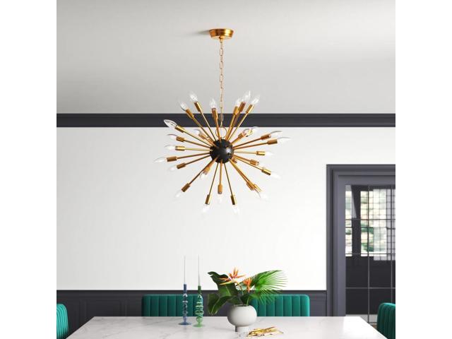 8-Light Sputnik Chandeliers for Dining Room, Modern Brushed Brass Chandeliers Mid Century Clound Glass Globe Ceiling Light Fixture, Gold Pendant...