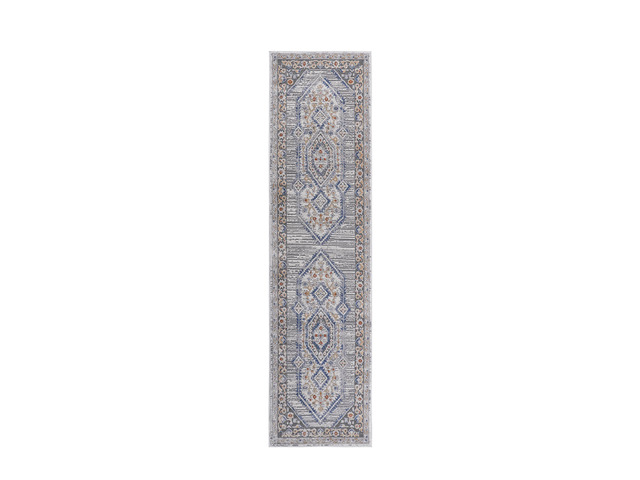Collection 2X8 Blue/Cream/Bordered Non-Shedding Living Room Bedroom Dining Home Office Stylish and Stain Resistant Area Rug