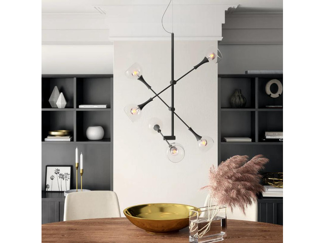 Modern Sputnik Chandelier, 6-Light Globe Sphere Pendant Light, Adjustable Semi Flush Mount Ceiling Light Fixture for Dining Room, Bedroom, Living...