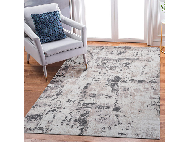 Collection 8X10 Cream/Brown /Abstract Non-Shedding Living Room Bedroom Dining Home Office Stylish and Stain Resistant Area Rug