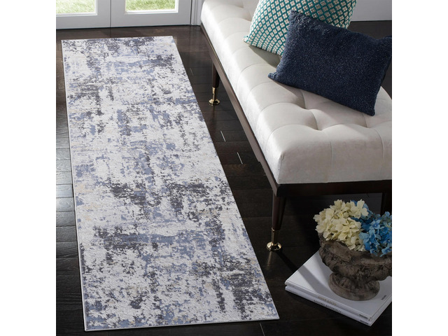 Collection 2X8 Grey/Denim /Abstract Non-Shedding Living Room Bedroom Dining Home Office Stylish and Stain Resistant Area Rug