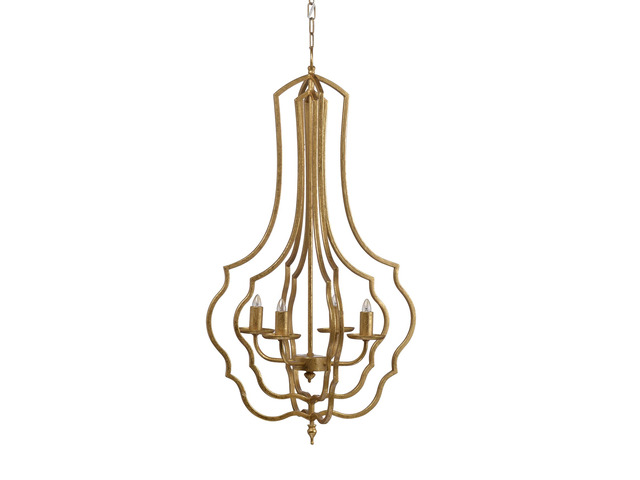 4 - Light Metal Chandelier, Hanging Light Fixture with Adjustable Chain for Kitchen Dining Room Foyer Entryway, Bulb Not included