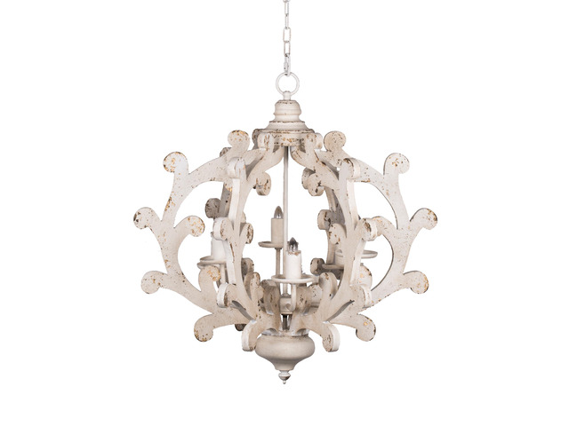 6 - Light Wood Chandelier, Hanging Light Fixture with Adjustable Chain for Kitchen Dining Room Foyer Entryway, Bulb Not included