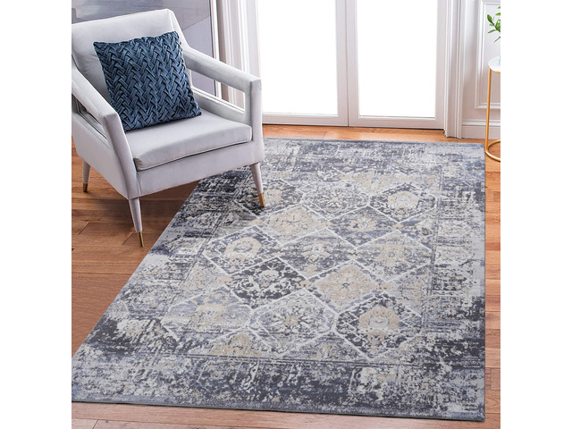 Collection 5X7 Grey/Blue /Traditional Non-Shedding Living Room Bedroom Dining Home Office Stylish and Stain Resistant Area Rug