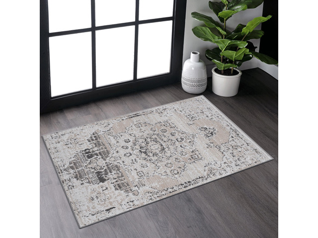 Collection 2X3 Cream/Beige /Medallion Non-Shedding Living Room Bedroom Dining Home Office Stylish and Stain Resistant Area Rug