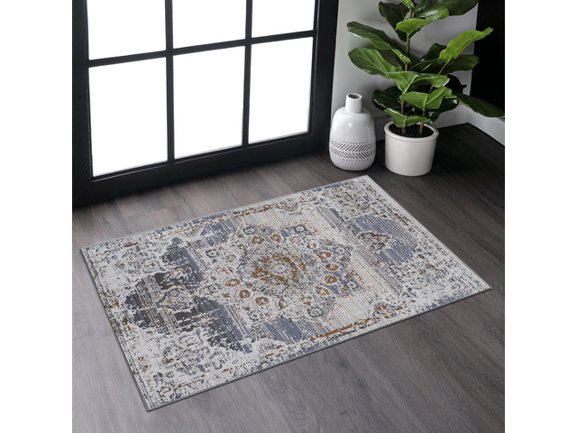 Collection 2X3 Cream/Gold /Medallion Non-Shedding Living Room Bedroom Dining Home Office Stylish and Stain Resistant Area Rug
