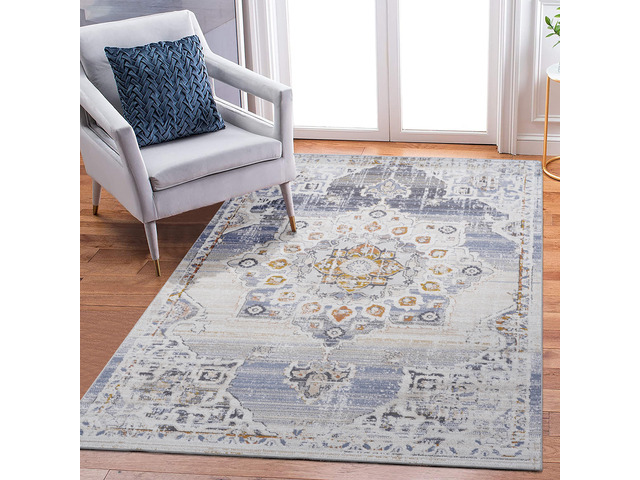 Collection 5X7 Cream/Gold /Medallion Non-Shedding Living Room Bedroom Dining Home Office Stylish and Stain Resistant Area Rug