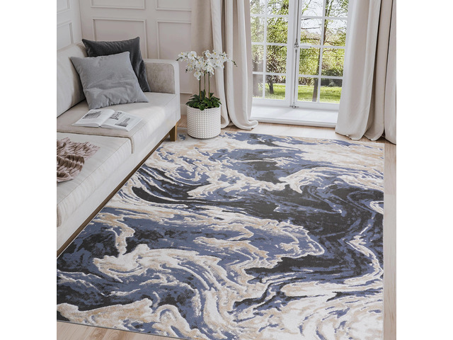 Collection 8X10 L. Blue /Abstract Non-Shedding Living Room Bedroom Dining Home Office Stylish and Stain Resistant Area Rug