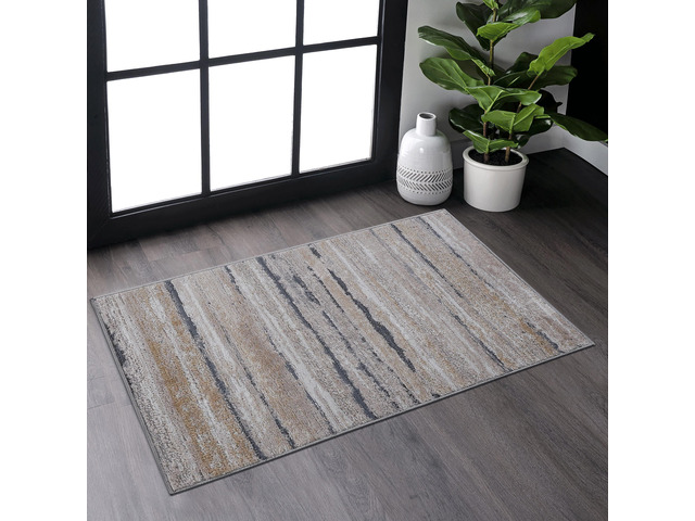 Collection 2X3 Ivory/Blue /Striped Non-Shedding Living Room Bedroom Dining Home Office Stylish and Stain Resistant Area Rug