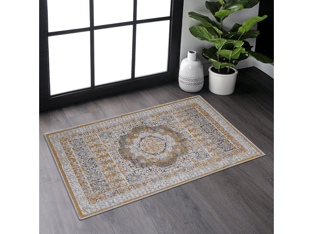 Collection 2X3 Cream/Ivory /Medallion Non-Shedding Living Room Bedroom Dining Home Office Stylish and Stain Resistant Area Rug