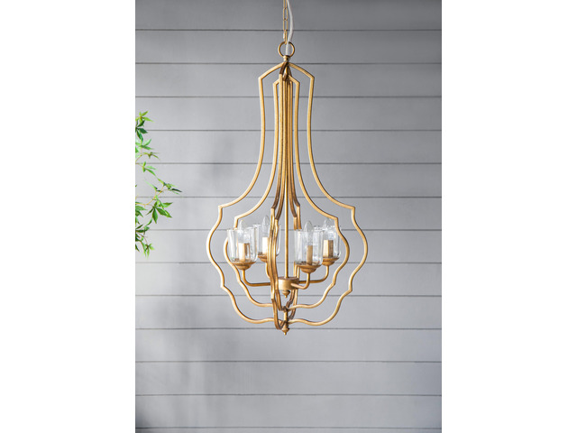 4 - Light Metal Chandelier, Hanging Light Fixture with Adjustable Chain for Kitchen Dining Room Foyer Entryway, Bulb Not included