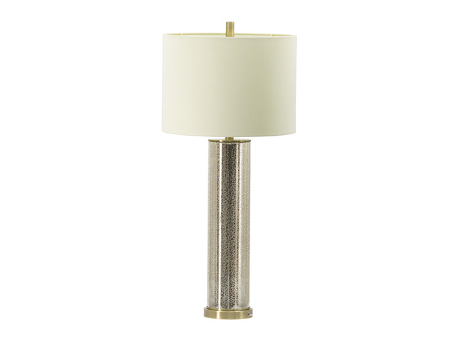 16x16x35' Gold Mirrored Glass Table Lamp with White Fabric Shade