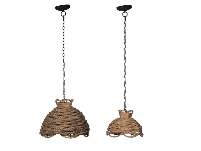 S/2 Rope Woven Chandelier