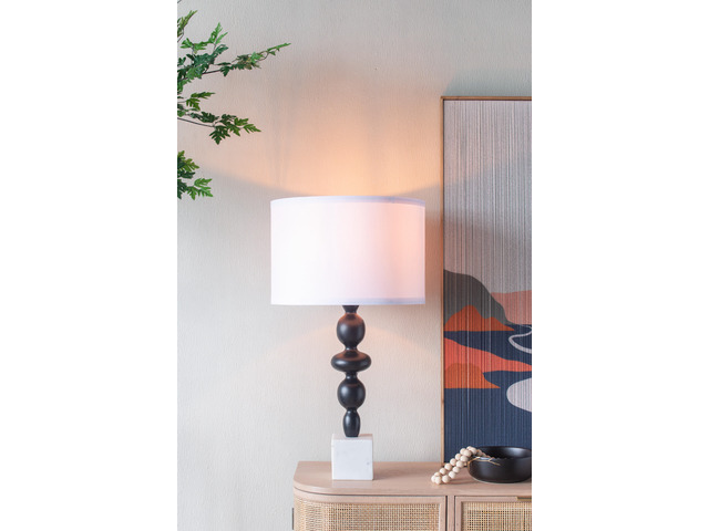D15x29.5' Black and White Table Lamp with Round Four Tiered Body (Lamp Shade Assembly Required)