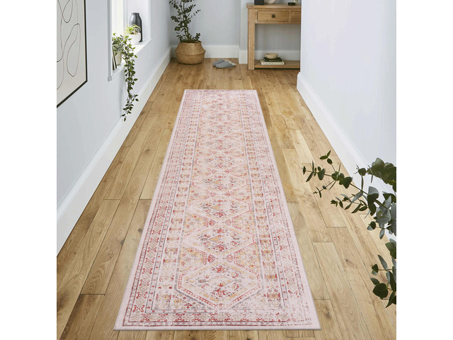 2'6''x10' Beige Runner, Washable Rug, Low-Pile, Non-Slip, Non-Shedding, Foldable, Kid & Pet Friendly - Area Rugs for living room, bedroom, kitchen,...