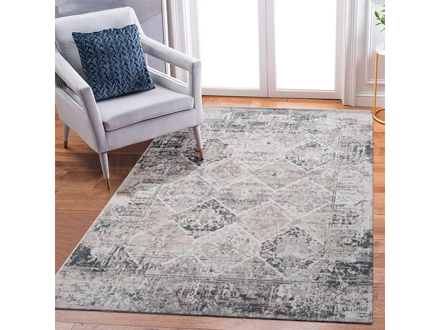 Collection 8X10 Cream/Anthracite /Traditional Non-Shedding Living Room Bedroom Dining Home Office Stylish and Stain Resistant Area Rug