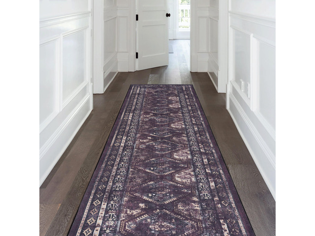 2'6''x10' Runner, Washable Rug, Low-Pile, Non-Slip, Non-Shedding, Foldable, Kid & Pet Friendly - Area Rugs for living room, bedroom, kitchen, dining...