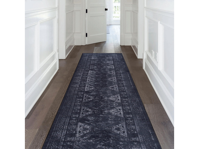 2'6''x10' Runner, Washable Rug, Low-Pile, Non-Slip, Non-Shedding, Foldable, Kid & Pet Friendly - Area Rugs for living room, bedroom, kitchen,...