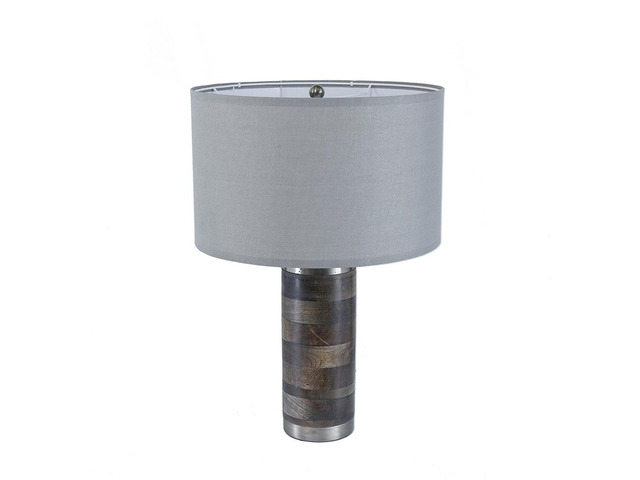 16x16x23.5' Gray and Silver Brushed Table Lamp (Lamp Shade Assembly Required)