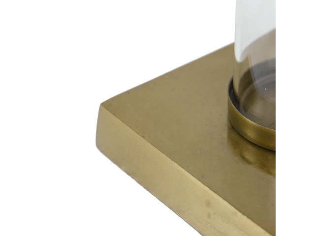 16x16x24' Gold and White Table Lamp with Glass Cylinder and Pedestal Base (Lamp Shade Assembly Required)