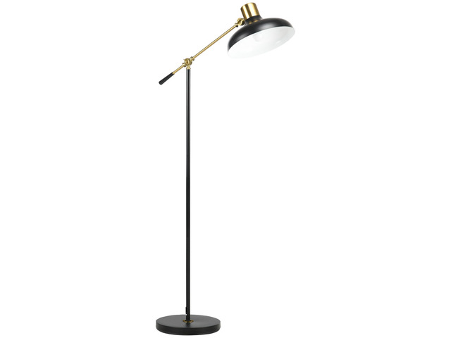 Adjustable Floor Lamps for Living Room, Standing Lamp for Bedroom with Balance Arm, Adjustable Head and Height, Tall Black and Gold Lamp (Bulb Not...