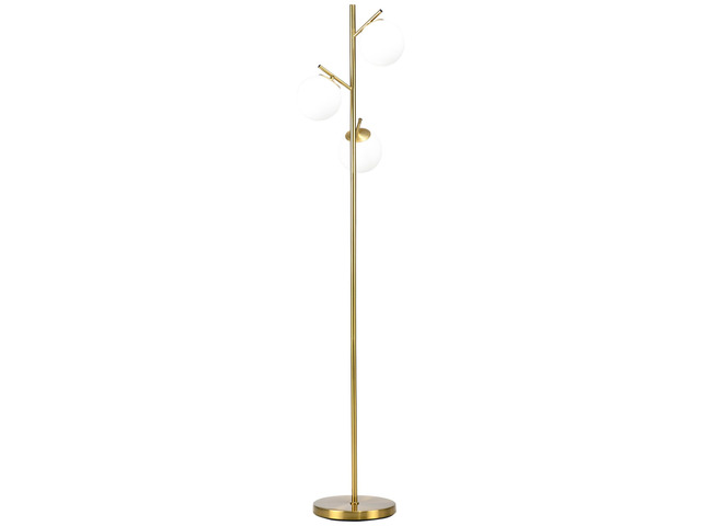 Homcom 3-Light Modern Floor Lamps for Living Room, Tree Standing Lamp for Bedroom with Globe Lampshade, Steel Base, (Bulb Not included), Gold