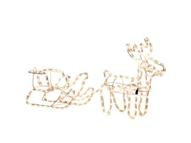 Outsunny 35' Led Reindeer Sleigh Outdoor Christmas Standing Figure Decoration
