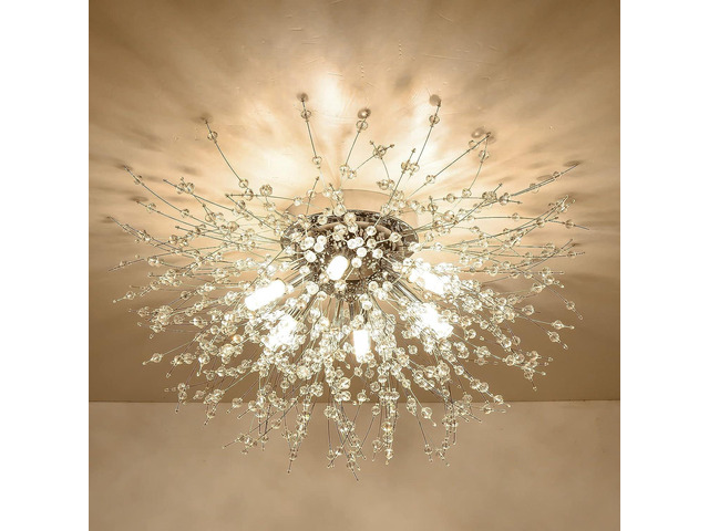 Flush Mount Ceiling Lights, Modern Gold Crystal Sputnik Firework Close to Ceiling Lamp Led Ceiling Lighting Fixtures for Bedroom Kitchen Island...