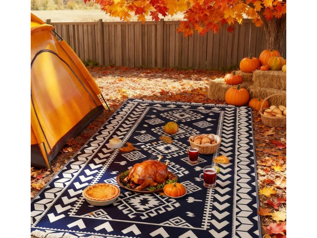 Patio Rug,Portable Outside Camping Area Carpet Mat,Reversible Rug