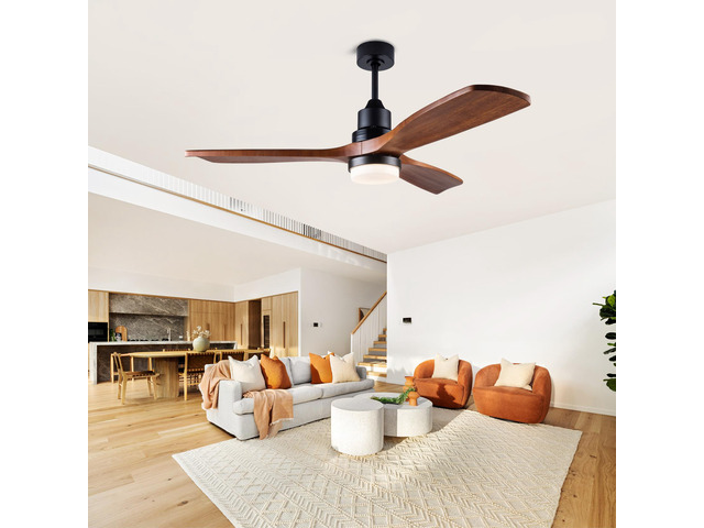 52 inch Ceiling Fan with Lights and Remote Control, Reversible, 3 Wood Blades, 6 Speeds, 3Cct Dimmable, Noiseless, indoor/Outdoor Black Walnut...