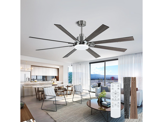 Ceiling Fans with Lights, 72 inch Ceiling Fan with Remote,3 Cct Dimmable Light,Noiseless Reversible Dc Motor,8 Blades indoor/Outdoor Ceiling Fans...