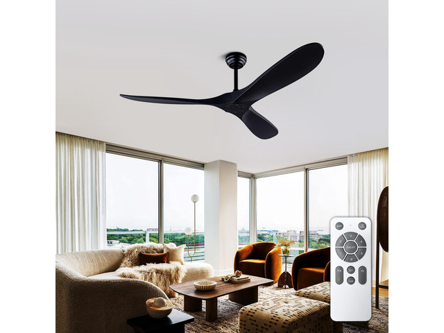 52 inch Black Abs Ceiling Fan with Remote Standard Mount No Lights for Garage,Patio, Porch, Garage, Or Living Room