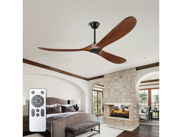 Natural Wood Ceiling Fan with Remote, 52 in Ceiling Fan 3 Blades, 6 Speed Reversible Dc Motor Modern for Patios, Living Room, Bedroom, Porch