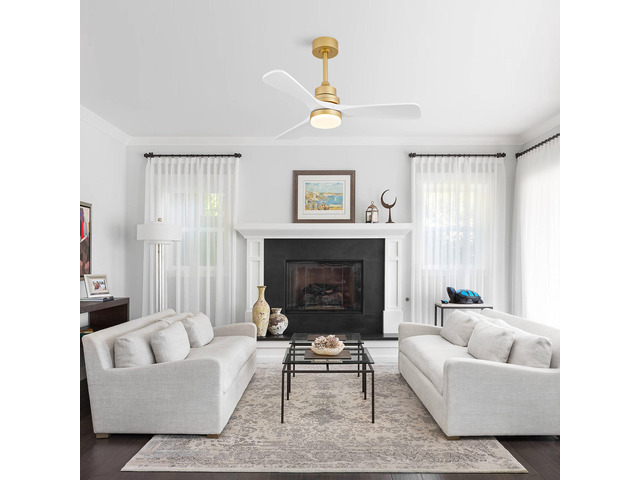 41 inch Ceiling Fan with Light, 3 Solid Wood Blades,Remote Control,6-Speed Reversible Dc Motor for Living Room,Bed Room,Dining Room.