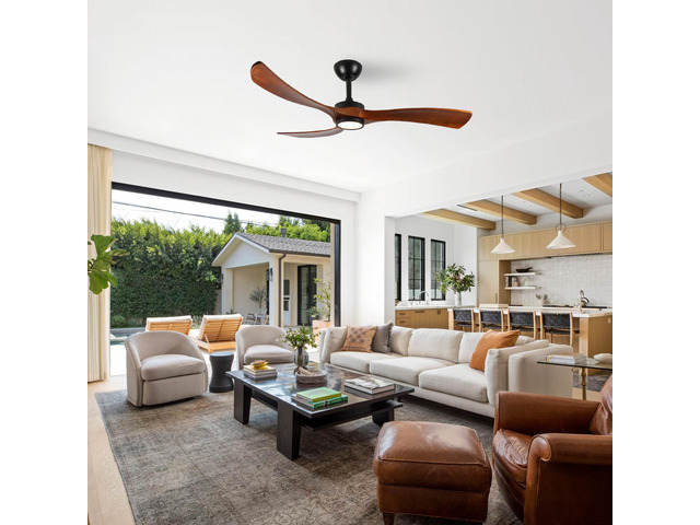 72' Black Ceiling Fan with Light, 3 Solid Wood Blades, 6-Speed Reversible Dc Motor for Bed Room,Dining Room,Living Room.